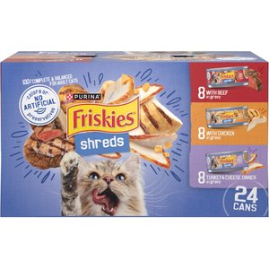 Friskies Savory Shreds Variety Pack Canned Cat Food, 5.5-oz, case of 24