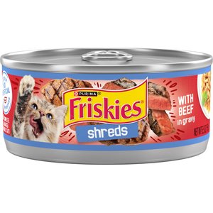 Friskies Savory Shreds with Beef in Gravy Canned Cat Food, 5.5-oz, case of 24