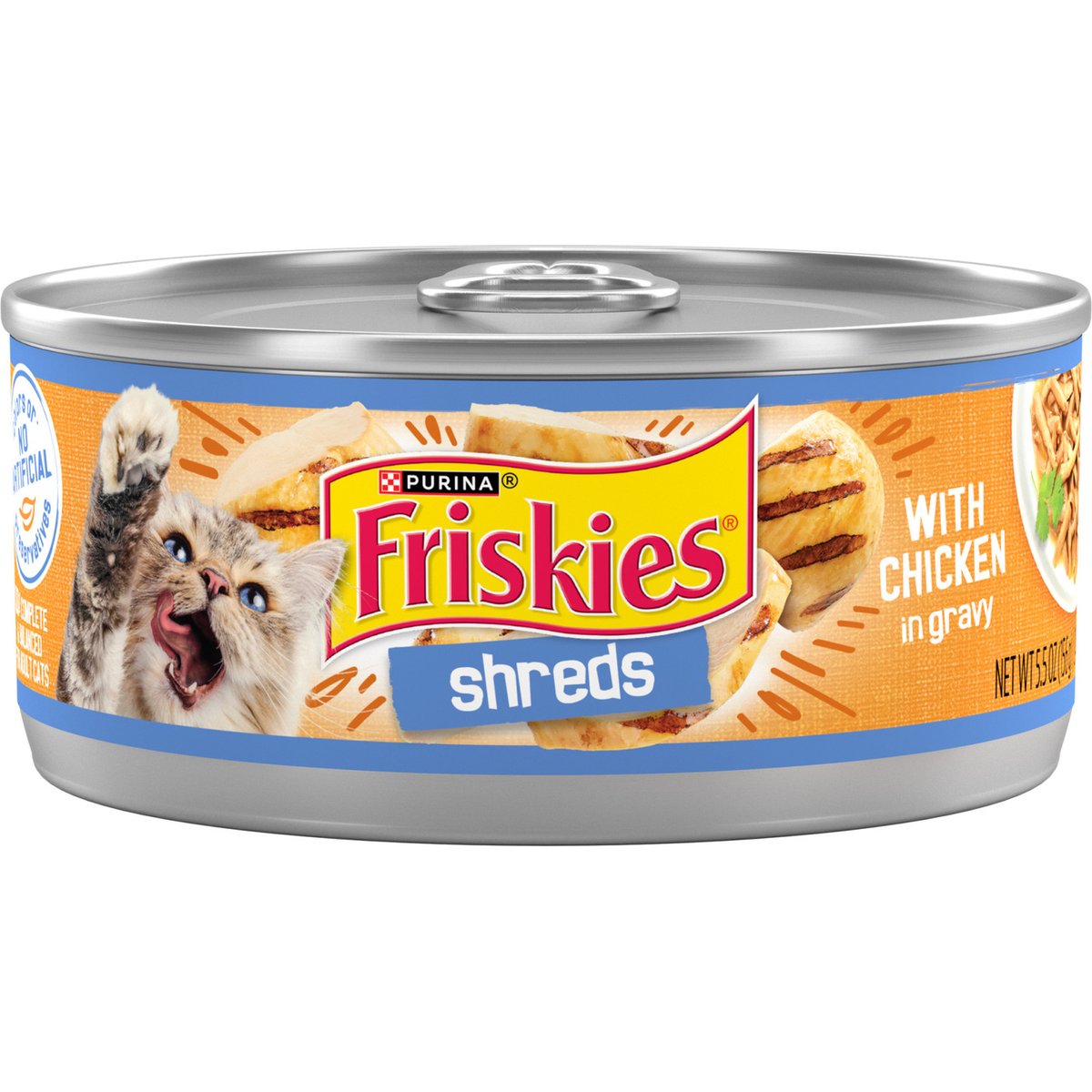 Friskies Savory Shreds with Chicken Canned Cat Food, 5.5-oz, 24 ct