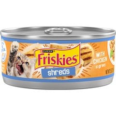 Friskies Savory Shreds with Chicken in Gravy Canned Cat Food, 5.5-oz can, case of 24