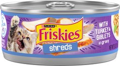 Friskies Savory Shreds with Turkey & Giblets in Gravy Canned Cat Food, 5.5-oz can, case of 4 slide 1 of 6