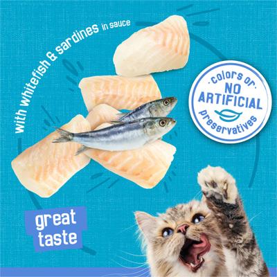 Show full view: Friskies Savory Shreds with Whitefish & Sardines in Sauce Canned Cat Food, 5.5-oz, case of 24 slide 4 of 10