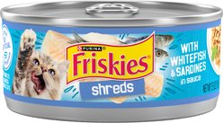 Friskies Savory Shreds with Whitefish & Sardines in Sauce Canned Cat Food, 5.5-oz can, case of 24