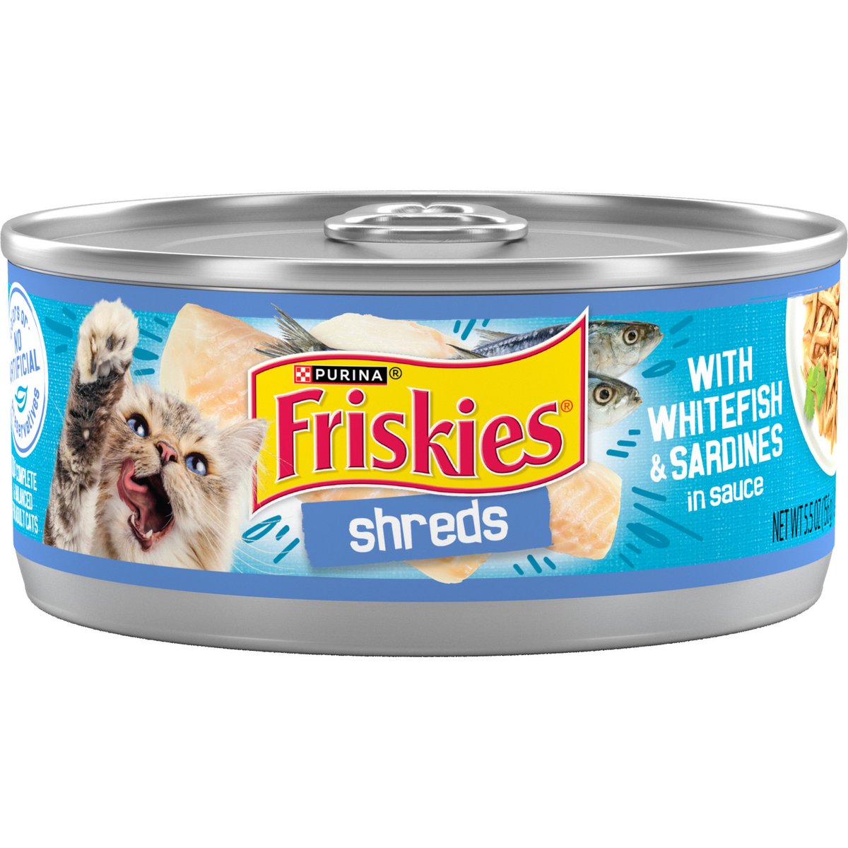 Friskies Savory Shreds Whitefish & Sardines Cat Food, 5.5-oz, 24 ct