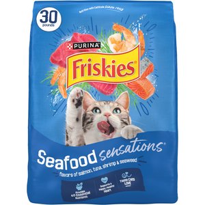 Friskies Seafood Sensations Salmon Tuna & Shrimp Dry Cat Food, 30-lb bag