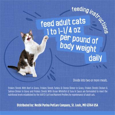 Show full view: Friskies Shreds in Gravy Variety Pack Canned Cat Food, 5.5-oz can, case of 48 slide 10 of 13