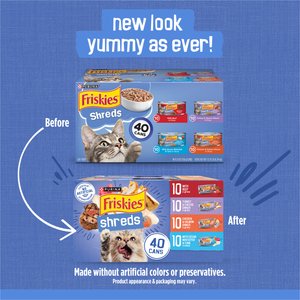 Friskies Shreds in Gravy Variety Pack Canned Cat Food, 5.5-oz can, case of 40