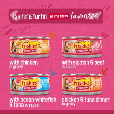 Show full view: Friskies Surfin' & Turfin' Favorites Variety Pack Canned Cat Food, 5.5-oz can, case of 48 slide 3 of 13