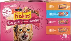 Friskies Surfin' & Turfin' Favorites Variety Pack Canned Cat Food, 5.5-oz, case of 40