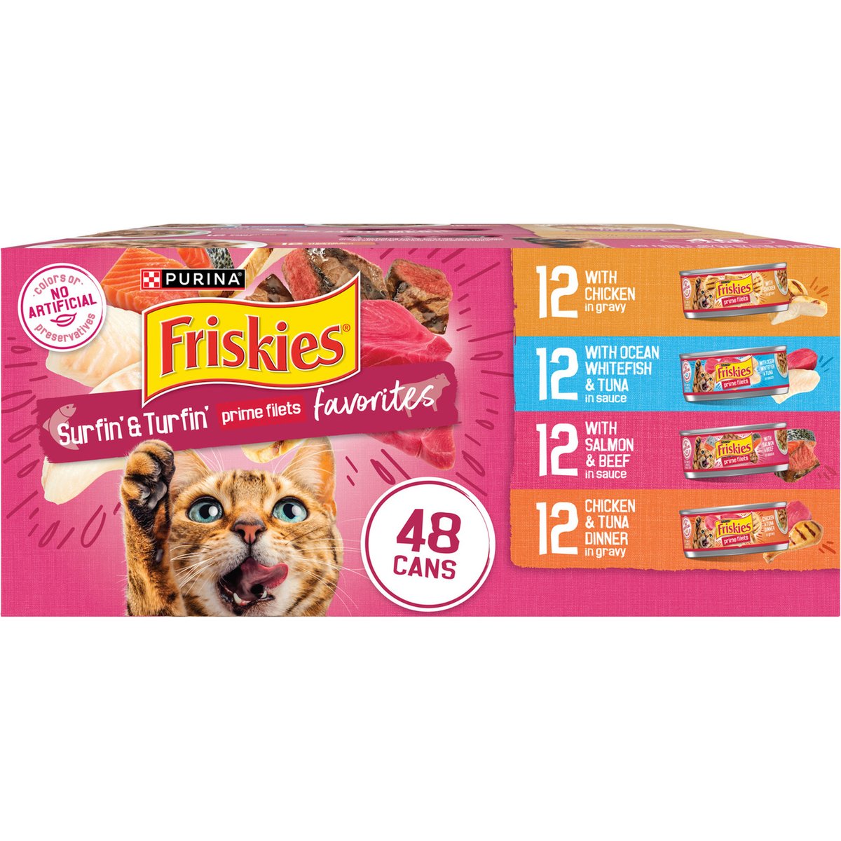 Friskies Surfin' & Turfin' Favorites Variety Pack Canned Cat Food, 5.5-oz can, case of 48