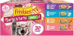 Friskies Surfin' & Turfin' Pate Favorites Variety Pack Wet Cat Food, 5.5-oz can, case of 32