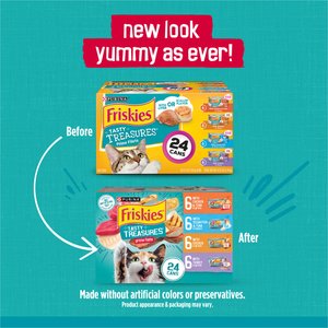 Friskies Tasty Treasures Adult Prime Filets in Gravy Variety Pack Wet Cat Food, 5.5-oz can, case of 24
