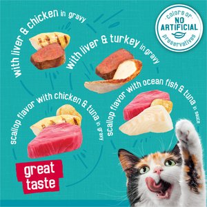 Friskies Tasty Treasures Adult Prime Filets in Gravy Variety Pack Wet Cat Food, 5.5-oz can, case of 24