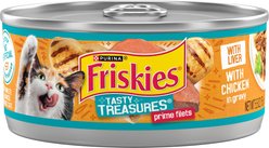 Friskies Tasty Treasures Gravy Chicken & Liver Wet Cat Food, 5.5-oz can, case of 24
