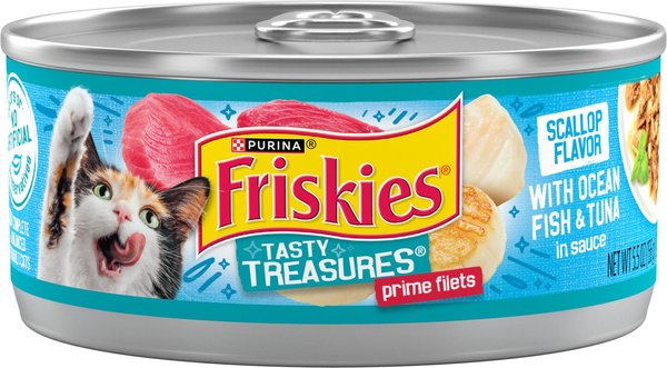Friskies Tasty Treasures Prime Fillet with Ocean Fish & Tuna Scallop Flavor Canned Cat Food