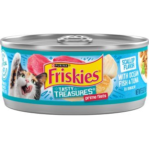 Friskies Tasty Treasures with Ocean Fish & Tuna & Scallop Flavor Wet Cat Food, 5.5-oz can, case of 24