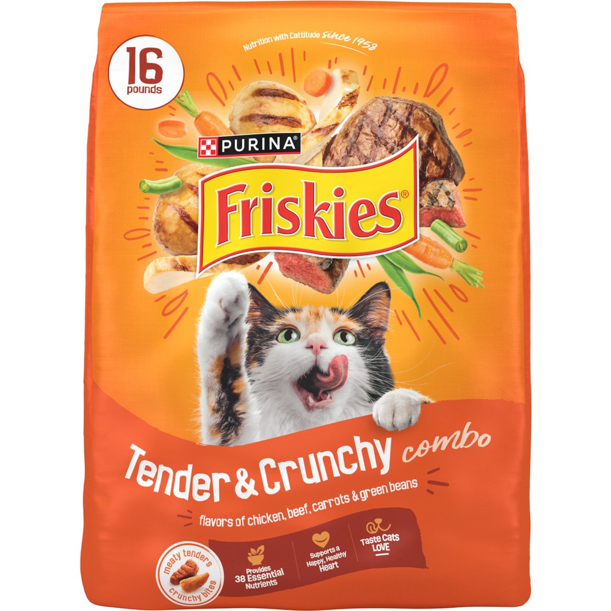Friskies Tender & Crunchy Combo Dry Cat Food, 16-lb bag
