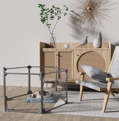 Front Row 6-Panel Transparent Panels & Aluminum Rods Foldable Dog & Cat Playpen, Charcoal/Clear slide 2 of 7