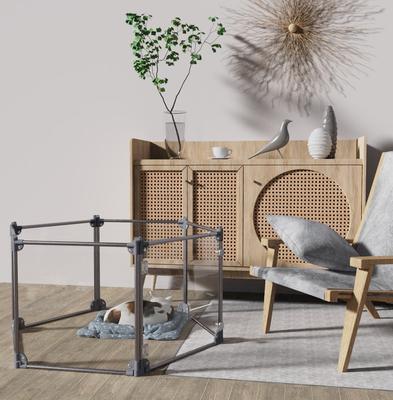 Show full view: Front Row 6-Panel Transparent Panels & Aluminum Rods Foldable Dog & Cat Playpen, Charcoal/Clear slide 2 of 9