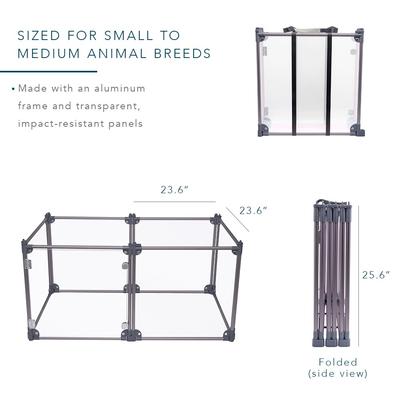 Show full view: Front Row 6-Panel Transparent Panels & Aluminum Rods Foldable Dog & Cat Playpen, Charcoal/Clear slide 3 of 9