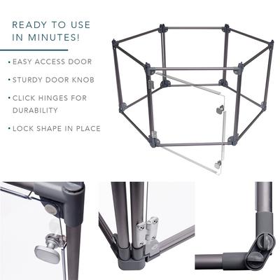 Show full view: Front Row 6-Panel Transparent Panels & Aluminum Rods Foldable Dog & Cat Playpen, Charcoal/Clear slide 4 of 9