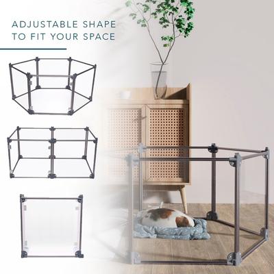 Show full view: Front Row 6-Panel Transparent Panels & Aluminum Rods Foldable Dog & Cat Playpen, Charcoal/Clear slide 5 of 9