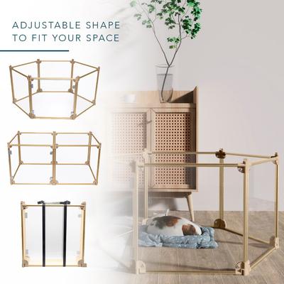 Show full view: Front Row 6-Panel Transparent Panels & Aluminum Rods Foldable Dog & Cat Playpen, Gold/Clear slide 7 of 11