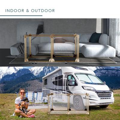 Show full view: Front Row 6-Panel Transparent Panels & Aluminum Rods Foldable Dog & Cat Playpen, Gold/Clear slide 9 of 11