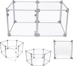 Front Row 6-Panel Transparent Panels & Aluminum Rods Foldable Dog & Cat Playpen, Silver/Clear