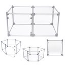 Front Row 6-Panel Transparent Panels & Aluminum Rods Foldable Dog & Cat Playpen, Silver/Clear