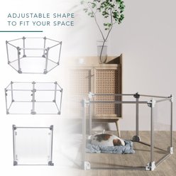 Front Row 6-Panel Transparent Panels & Aluminum Rods Foldable Dog & Cat Playpen, Silver/Clear slide 2 of 8