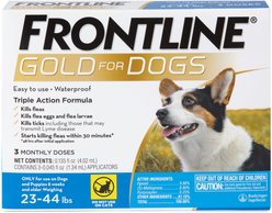 Frontline Gold for Dogs Flea & Tick Treatment (Medium Dog, 23-44 lbs.) 3 Doses (Blue Box)