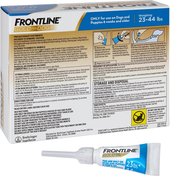 Frontline Gold for Dogs Flea & Tick Treatment (Medium Dog, 23-44 lbs.)