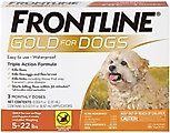 Frontline Gold for Dogs Flea & Tick Treatment (Small Dog, 5-22 lbs) 3 Doses (Orange Box)
