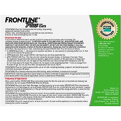 Show full view: Frontline Plus Flea & Tick Spot Treatment for Cats, over 1.5 lbs, 12 Doses (12-mos. supply) slide 2 of 11
