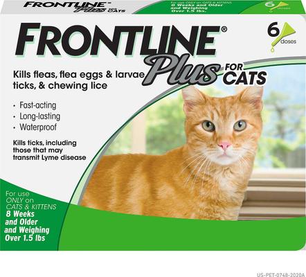 Show full view: Frontline Plus Flea & Tick Spot Treatment for Cats, over 1.5 lbs, 6 Doses + Spot Treatment for Large Dogs, 45-88 lbs, 6 Doses slide 5 of 7