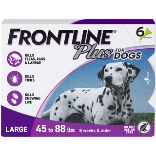 Frontline Plus Flea & Tick Spot Treatment for Large Dogs, 45-88 lbs, 6 Doses (6-mos. supply) slide 1 of 8