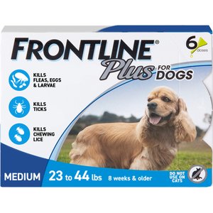 Frontline Plus Flea & Tick Spot Treatment for Medium Dogs, 23-44 lbs, 6 Doses (6-mos. supply)
