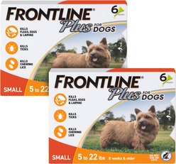 Frontline Plus Flea & Tick Spot Treatment for Small Dogs, 5-22 lbs, 12 Doses (12-mos. supply)