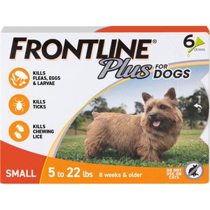 Frontline Plus Flea & Tick Spot Treatment for Small Dogs, 5-22 lbs, 6 Doses (6-mos. supply)