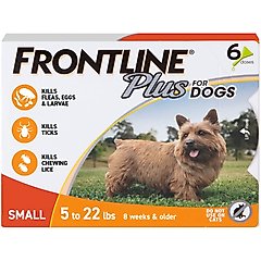 Frontline Plus Flea & Tick Spot Treatment for Small Dogs, 5-22 lbs, 6 Doses (6-mos. supply)