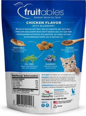 Show full view: Fruitables Chicken & Blueberry Flavor Crunchy Cat Treats, 30-oz bag slide 3 of 11