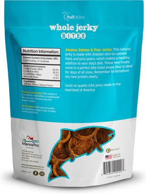 Show full view: Fruitables Whole Jerky Bites Alaskan Salmon & Pear Dog Treats, 5-oz bag slide 3 of 10