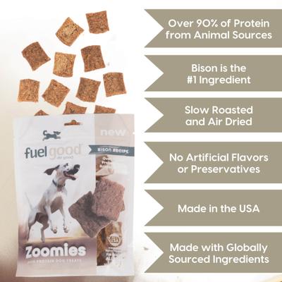 Show full view: Fuel Good Zoomies Bison High Protein Soft & Chewy Dog Treats, 6-oz bag slide 5 of 10