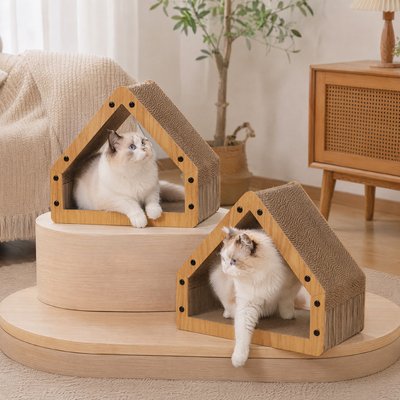 FUKUMARU FUKUMARU 16-in Microfiber Carboard Cat Scratching Post, Little Brown