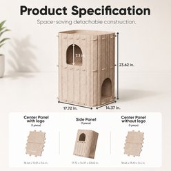 FUKUMARU 2-Storey Condo Cat House with Cozy Enclosed Bed, White slide 2 of 8