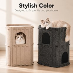 FUKUMARU 2-Storey Felt Condo Cat House, Dark Grey slide 2 of 8