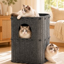 FUKUMARU 2-Storey Felt Condo Cat House, Dark Grey
