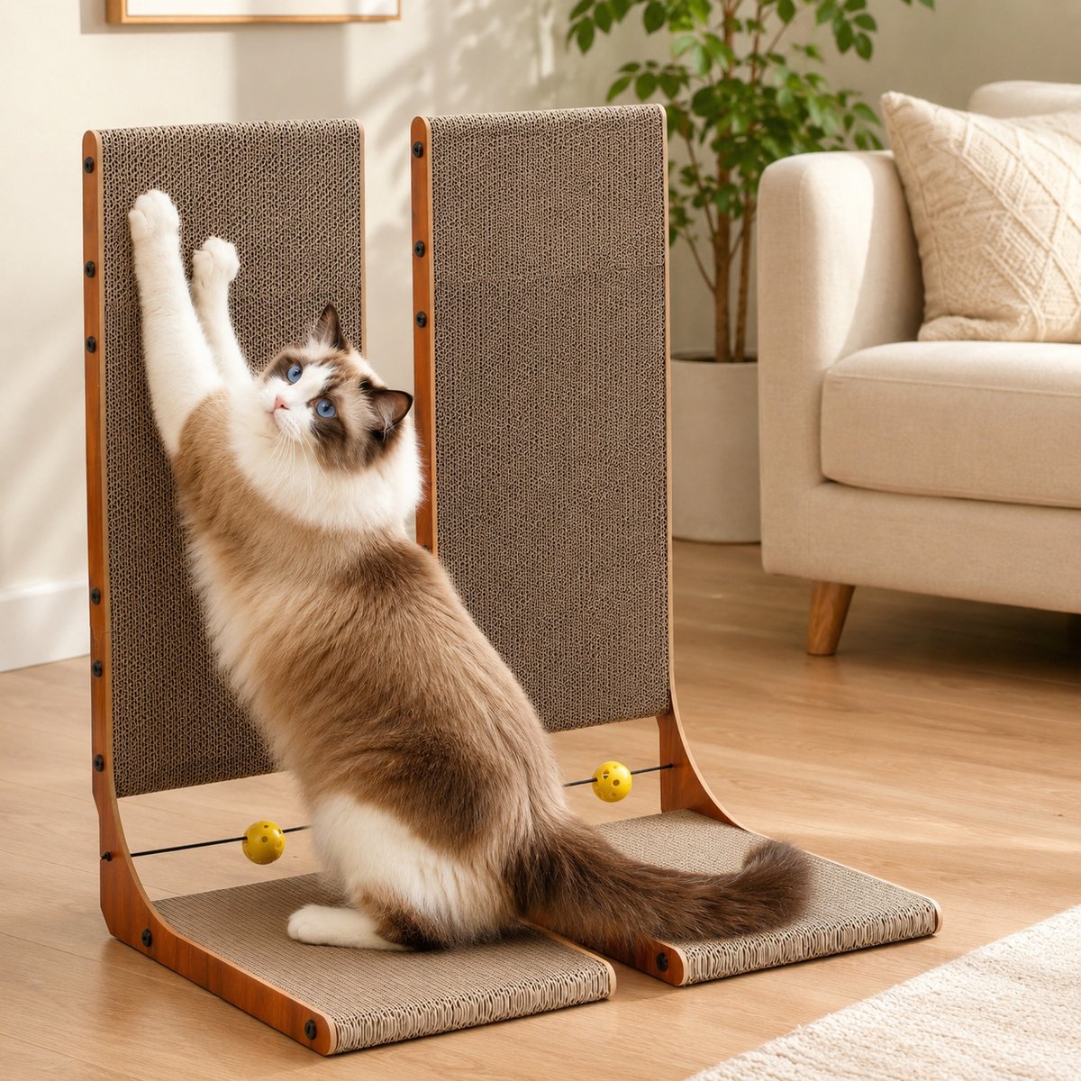 FUKUMARU Curved Furniture Protector 26.8-in Cardboard Paper Cat Scratcher Pad, Brown, 2 count