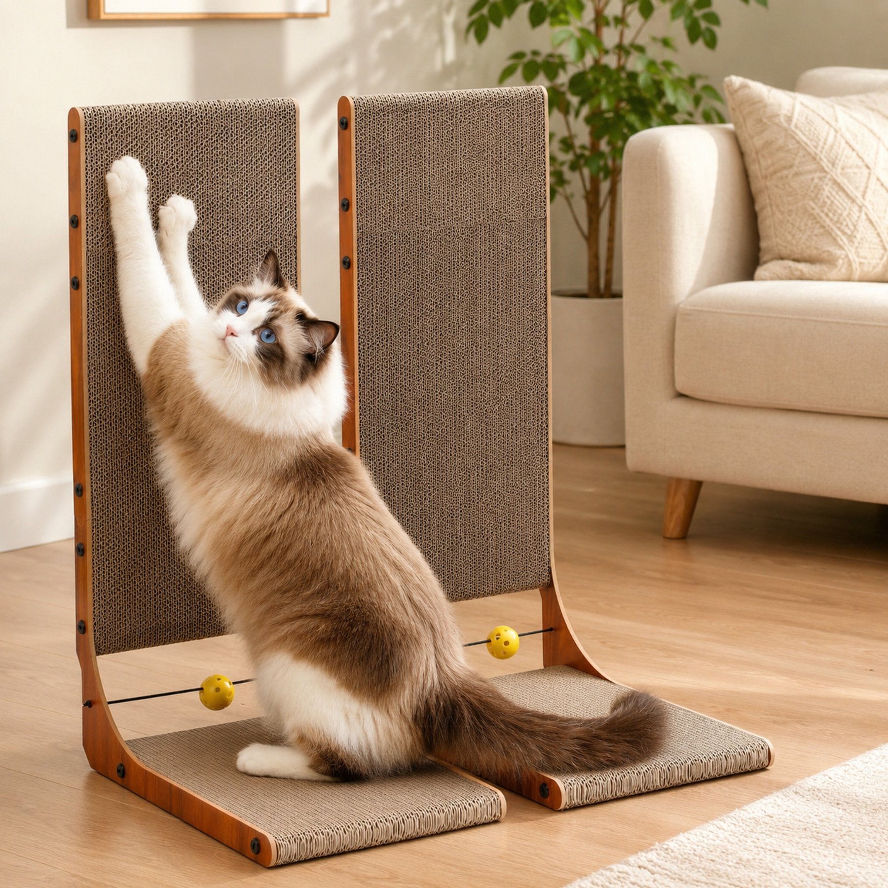 FUKUMARU Curved Furniture Protector 26.8-in Cardboard Paper Cat Scratcher Pad, Brown, 2 count